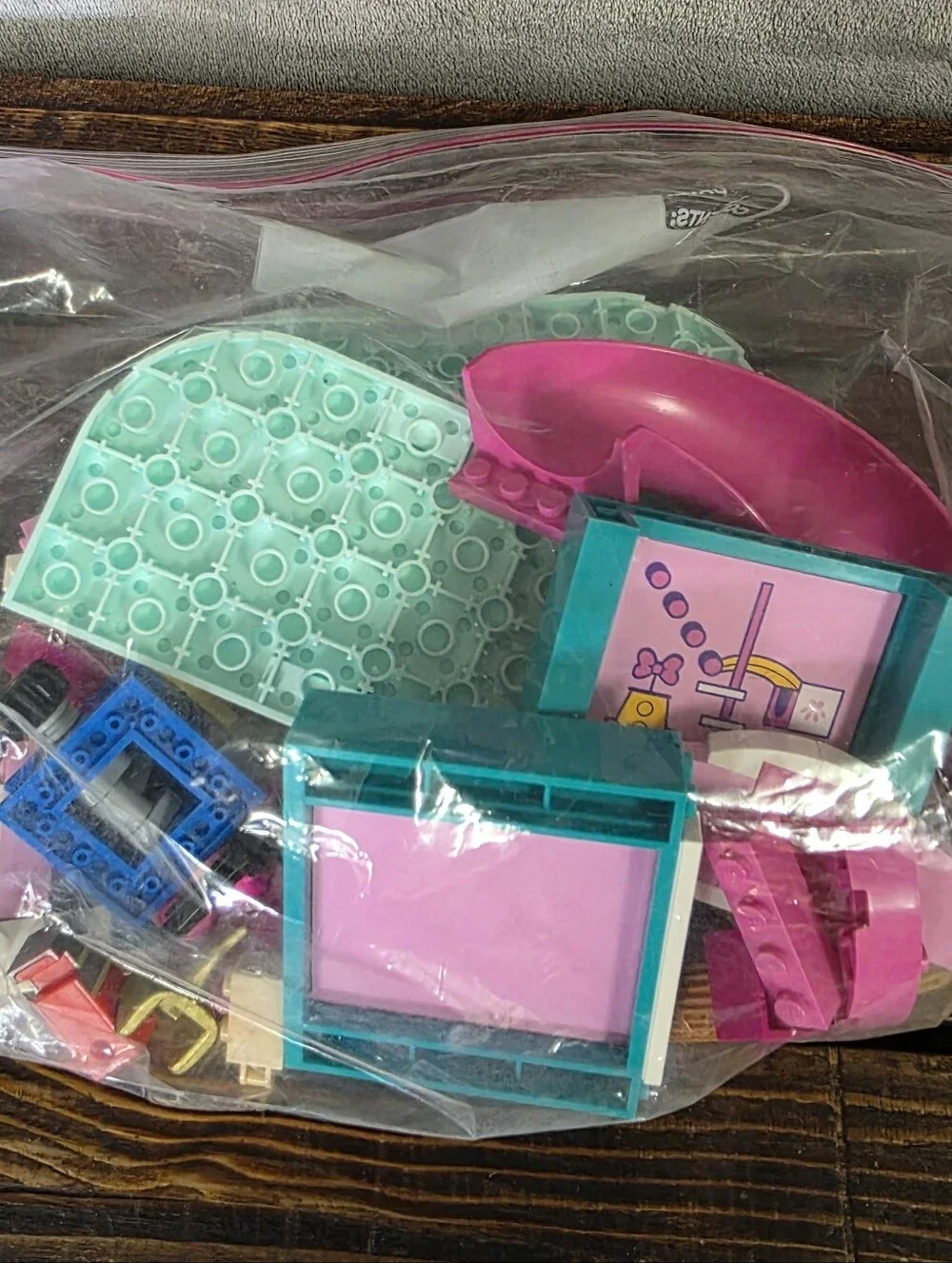 Legos Miscellaneous Mixed Bag of Pieces Assorted Pink Teal